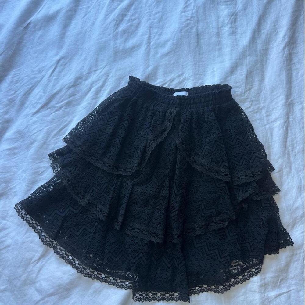 Misa black lace mini skirt